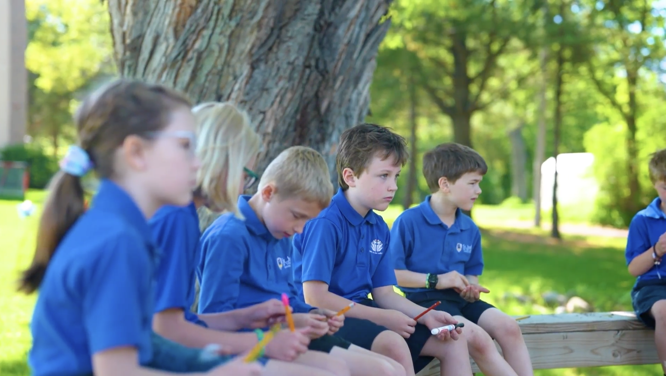 students learn in the outdoor classroom at a top-rated catholic elementary school in mahtomedi